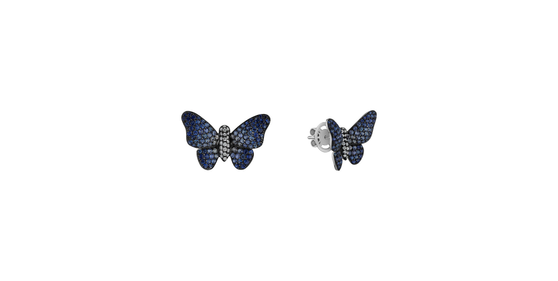 Náušnice s diamantmi a zafírmi Alluring Butterfly