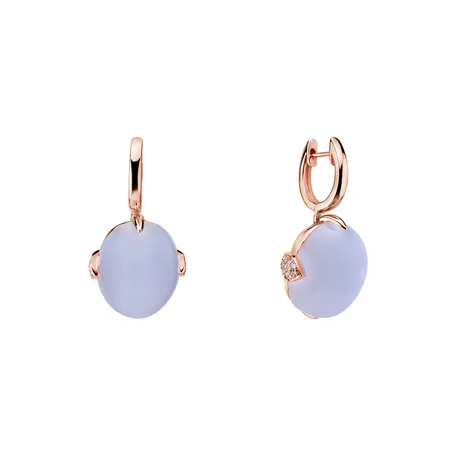 Náušnice s chalcedonom a diamantmi Shining Grace