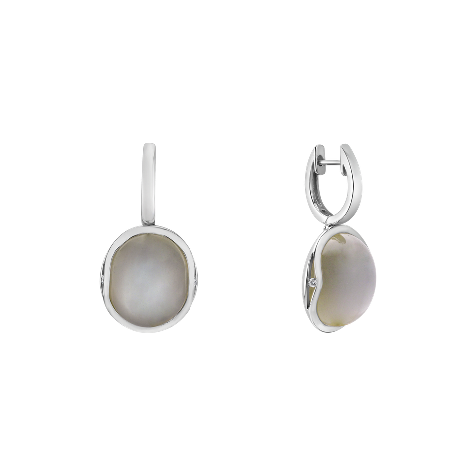 Náušnice s mesačným kameňom a diamantmi Fairytale Drop