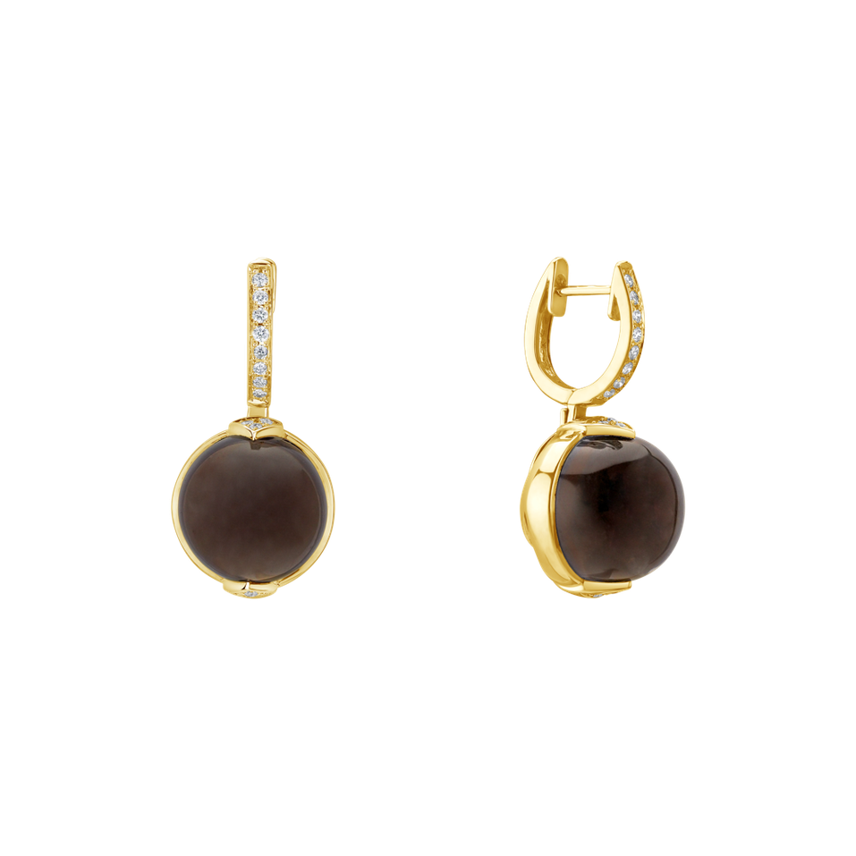 Náušnice s quartzom a diamantmi Fairy Blossom