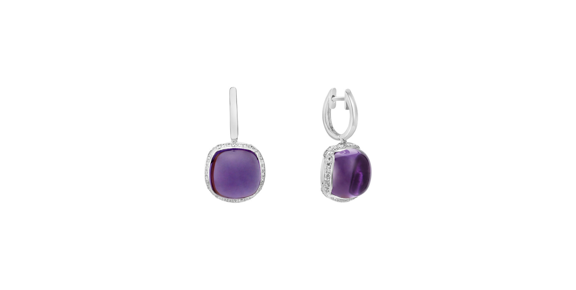 Náušnice s ametystom diamantmi Mystic Drop