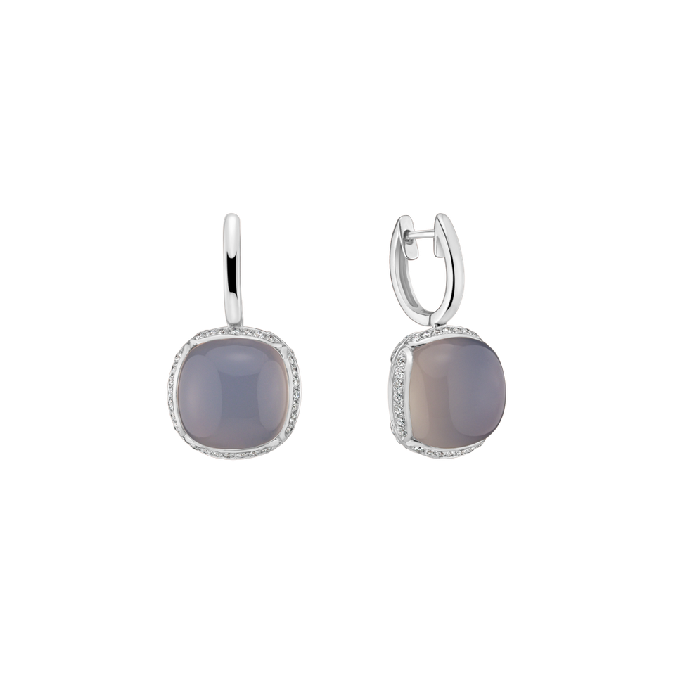 Náušnice s chalcedonom a diamantmi Mystic Drop