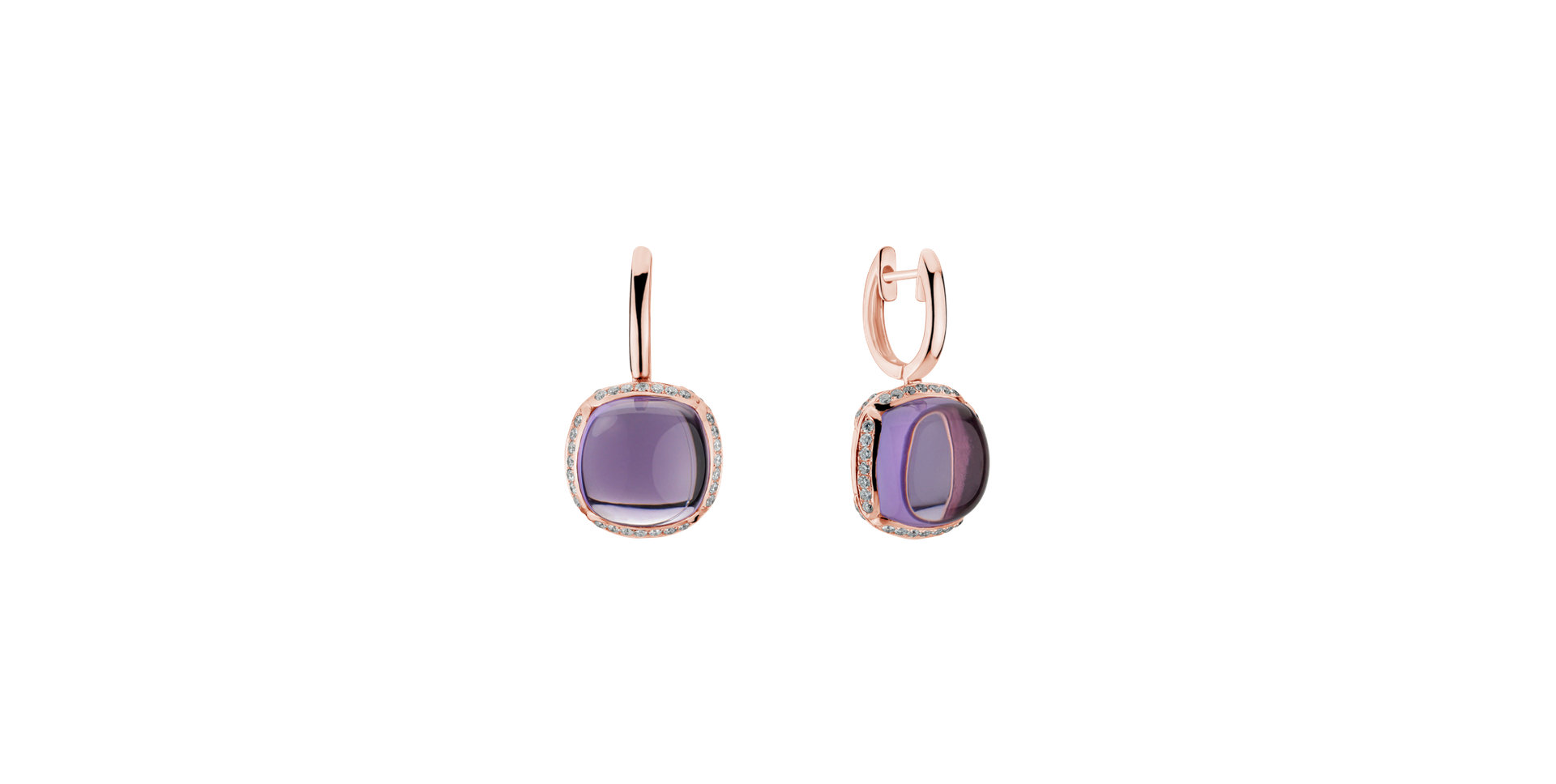 Náušnice s ametystom diamantmi Mystic Drop
