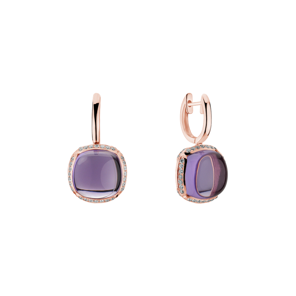 Náušnice s ametystom diamantmi Mystic Drop