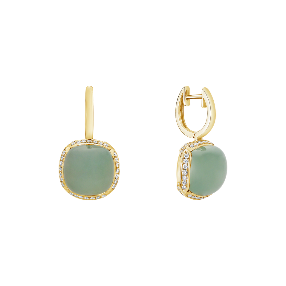 Náušnice s chalcedonom a diamantmi Mystic Drop