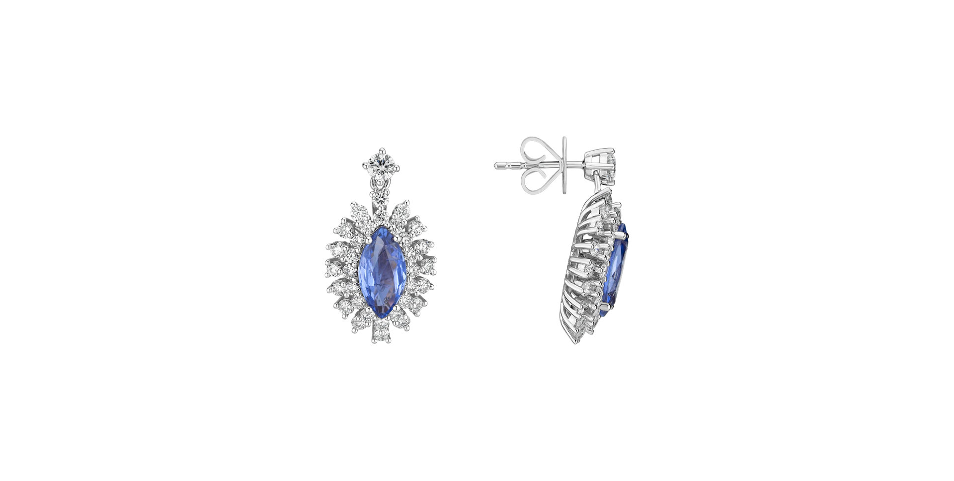 Náušnice s zafírom a diamantmi Sapphire King