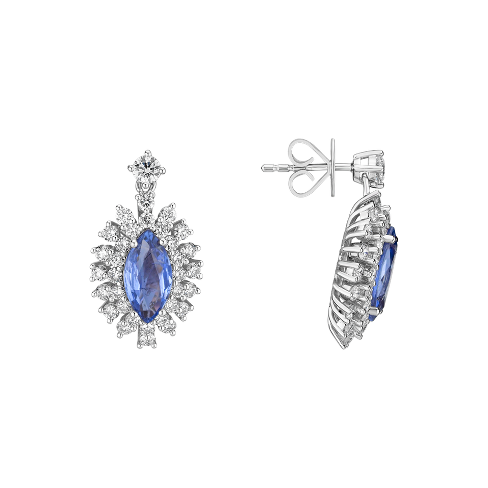 Náušnice s zafírom a diamantmi Sapphire King