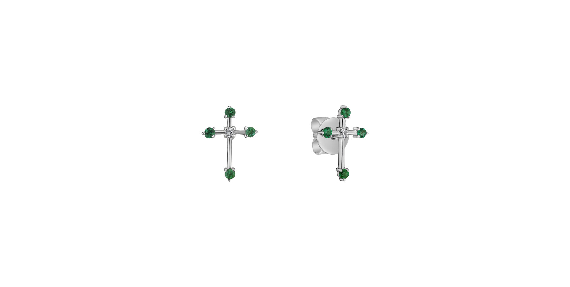 Náušnice s diamantom a smaragdmi Passion Cross