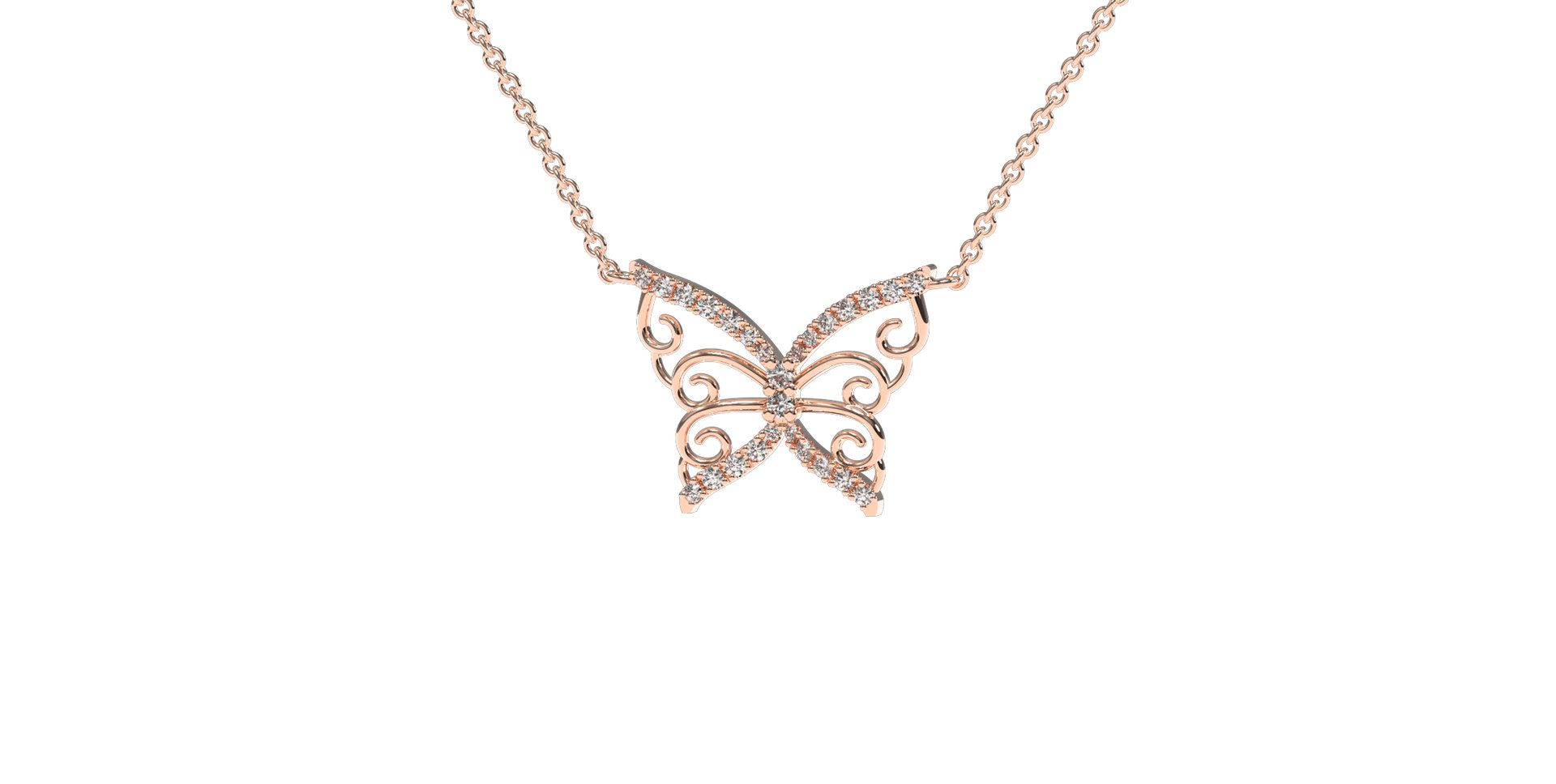 Náhrdelník s diamantmi Shiny Butterfly