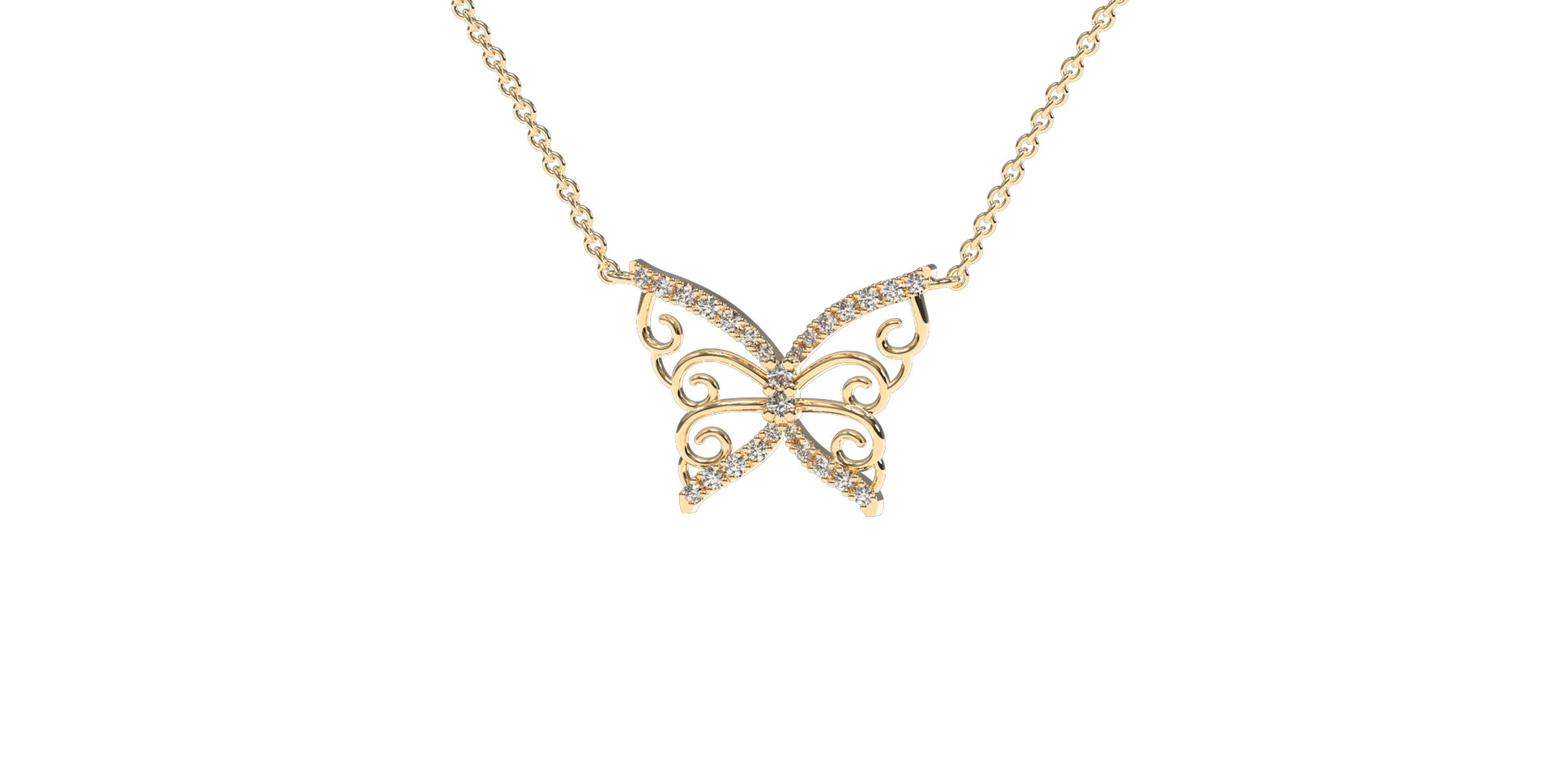 Náhrdelník s diamantmi Shiny Butterfly