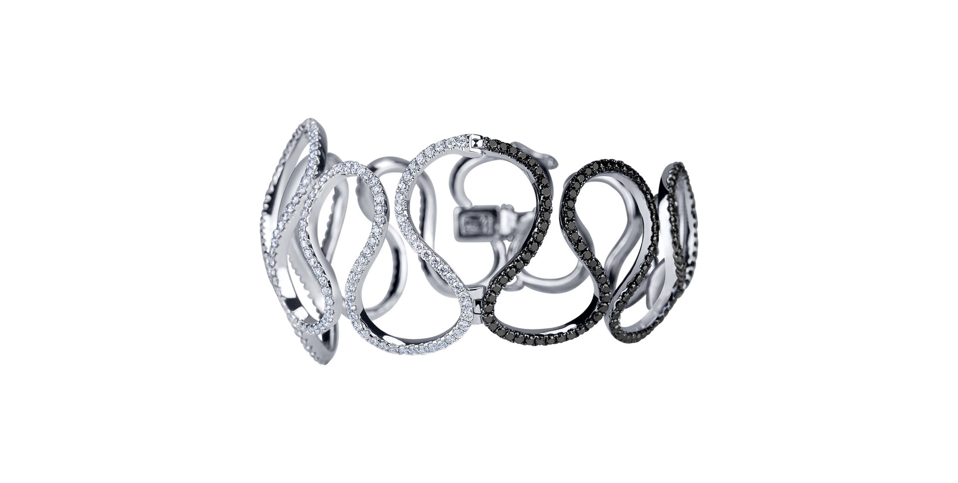 Náramok s čiernymi a bielymi diamantmi Diamond Ribbon