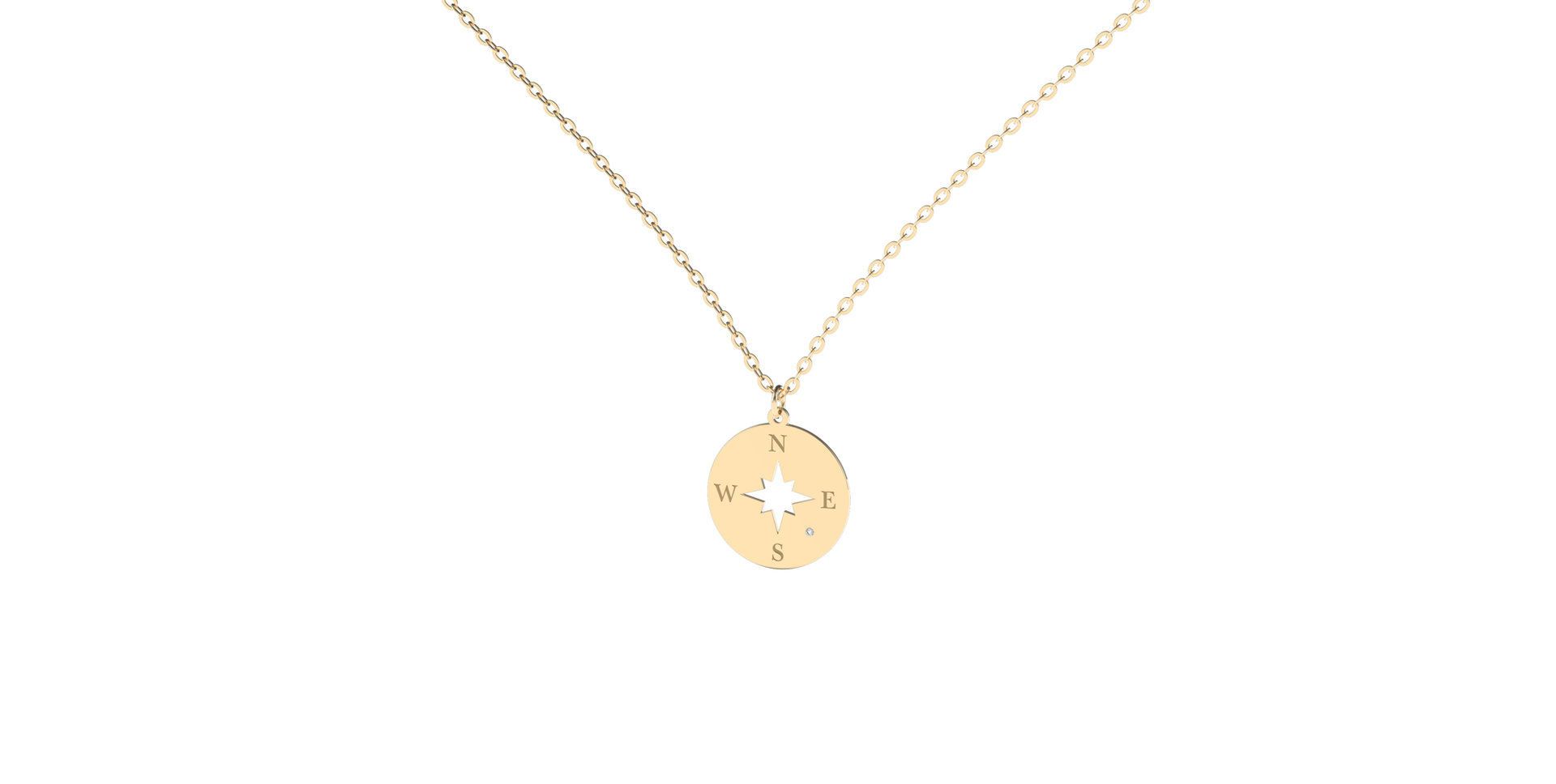 Náhrdelník s diamantom Compass