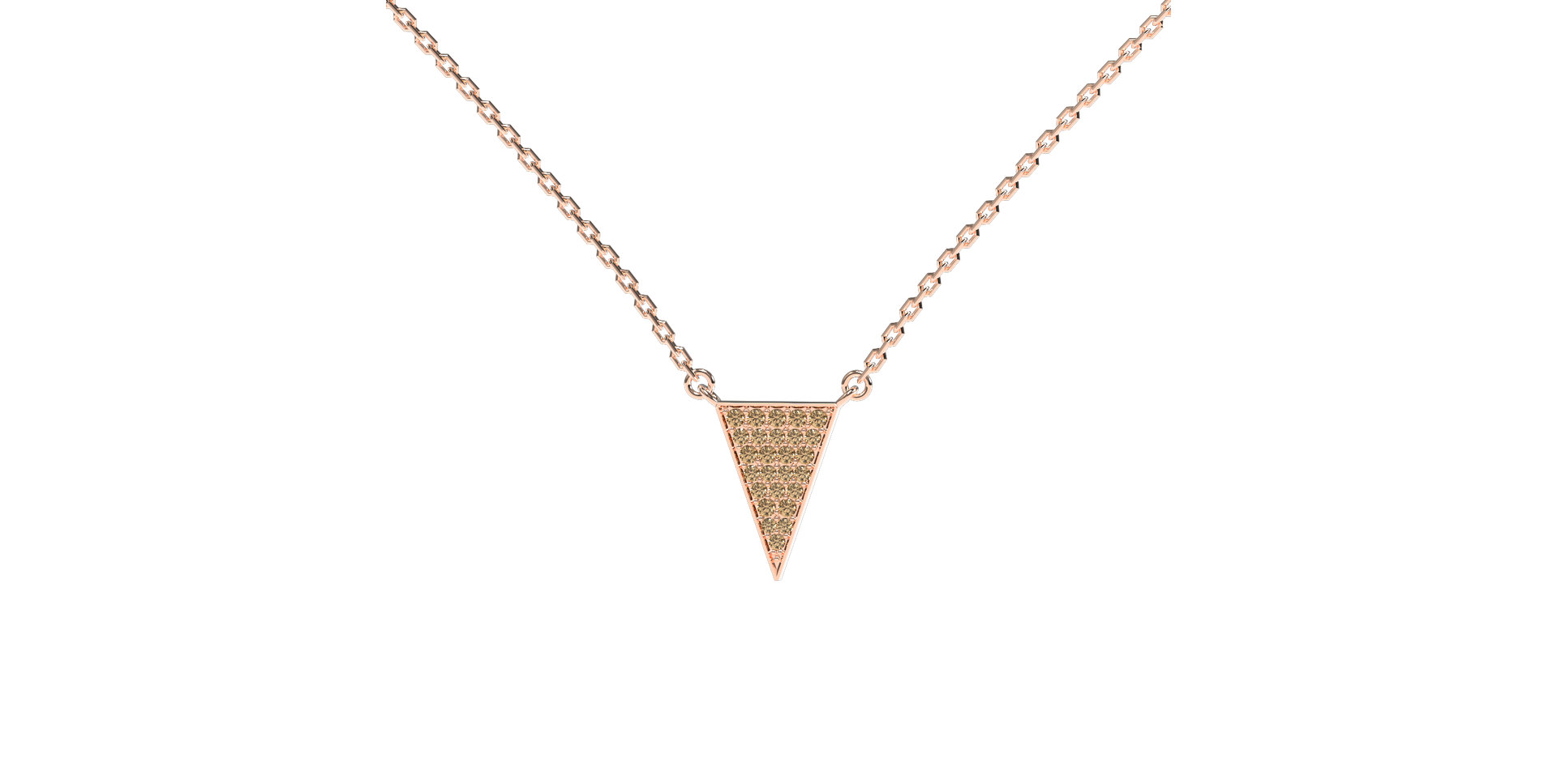 Náhrdelník s hnedými a bielymi diamantmi Shiny Triangle