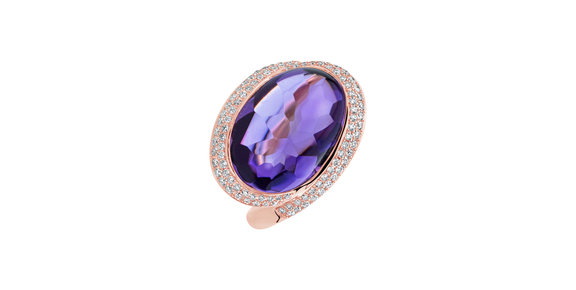 Prsteň s diamantmi a ametystom Space Countess