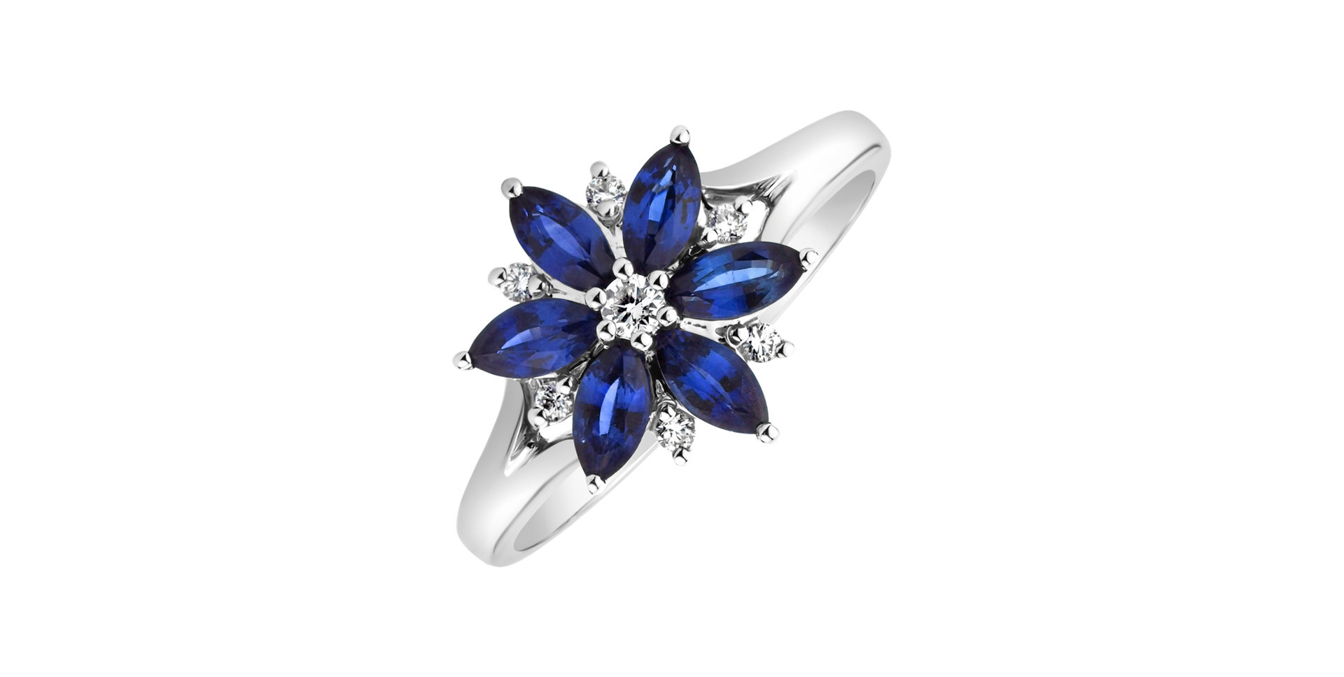 Prsteň s diamantmi a zafírmi Jasmine