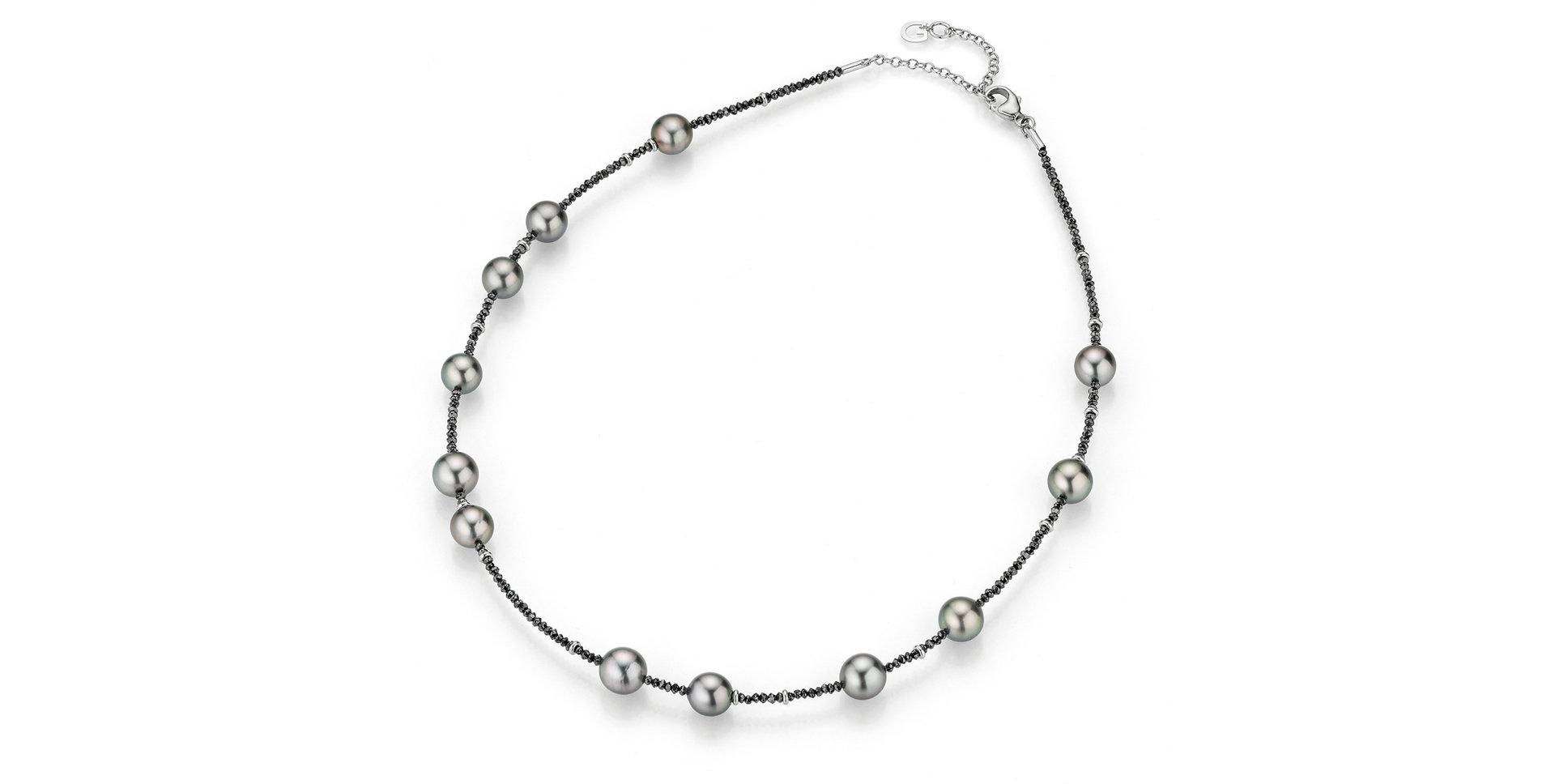 Náhrdelník s diamantmi a morskými striebornými tahitskými perlami Castaway