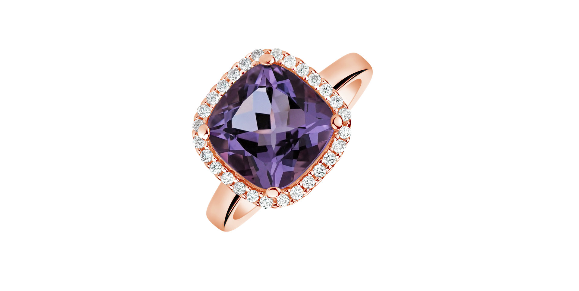 Prsteň s diamantmi a ametystom Petronille