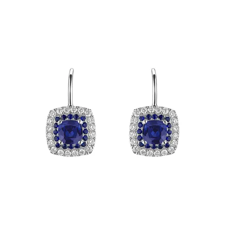 Náušnice so zafírom a diamantmi Sparkling Rise