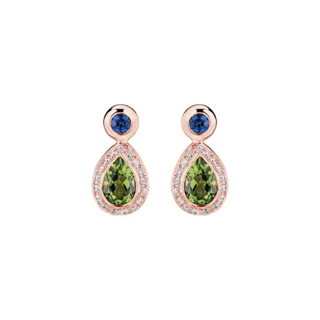 Náušnice s diamantmi, peridotom a zafírom Charme