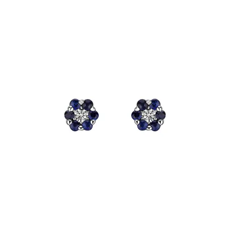 Náušnice s diamantom a zafírmi Shiny Flower