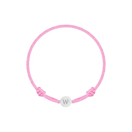 Detský diamantový náramok so šnúrkou Circle Letter W
