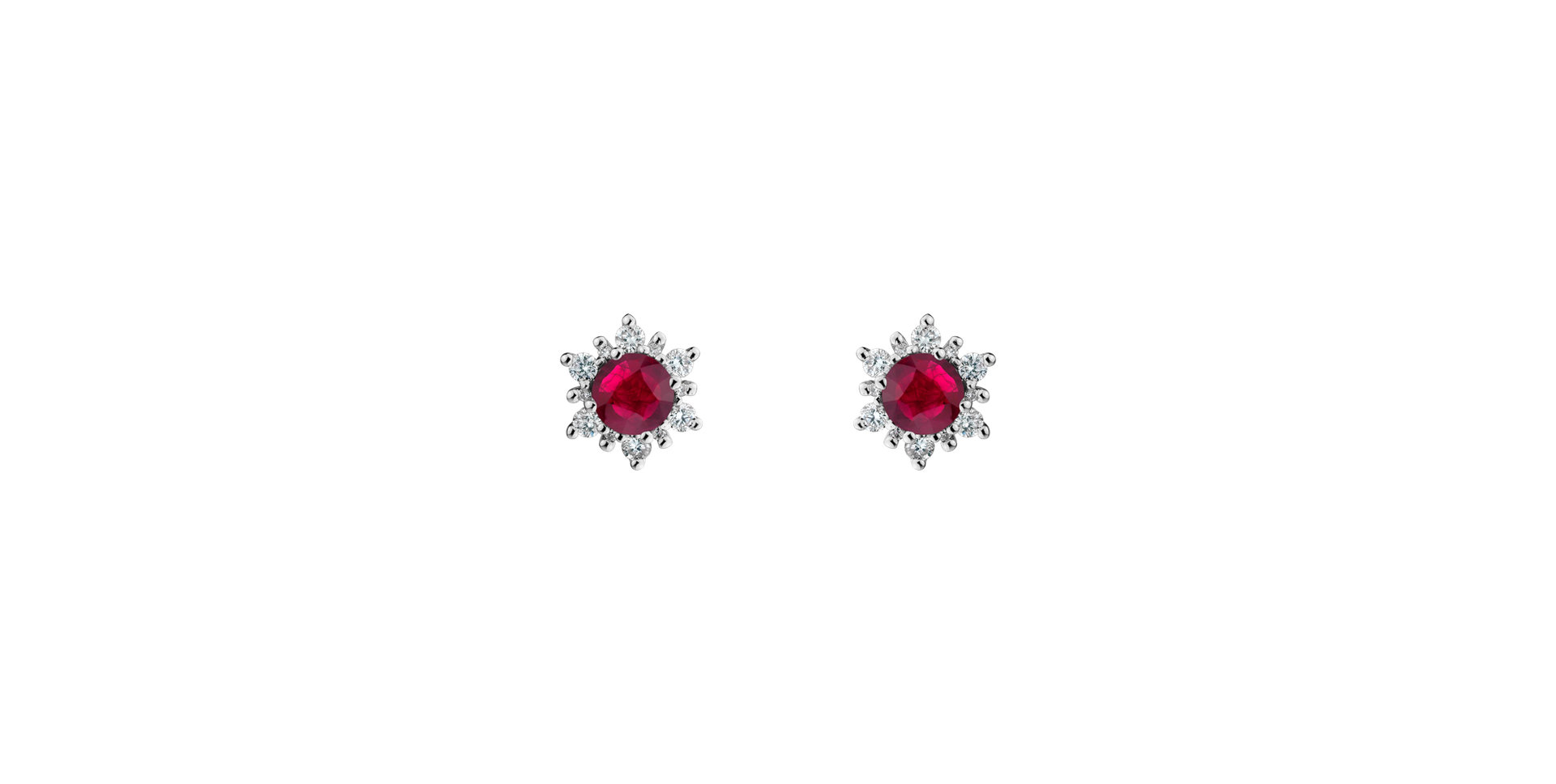Náušnice s rubínom a diamantmi Snow Star