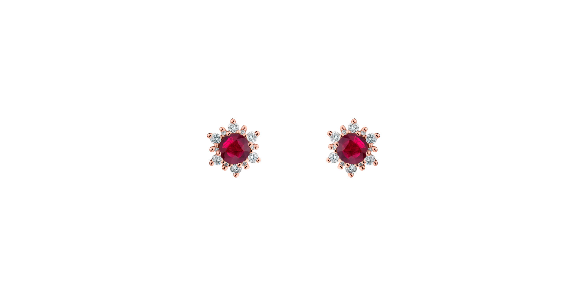 Náušnice s rubínom a diamantmi Snow Star