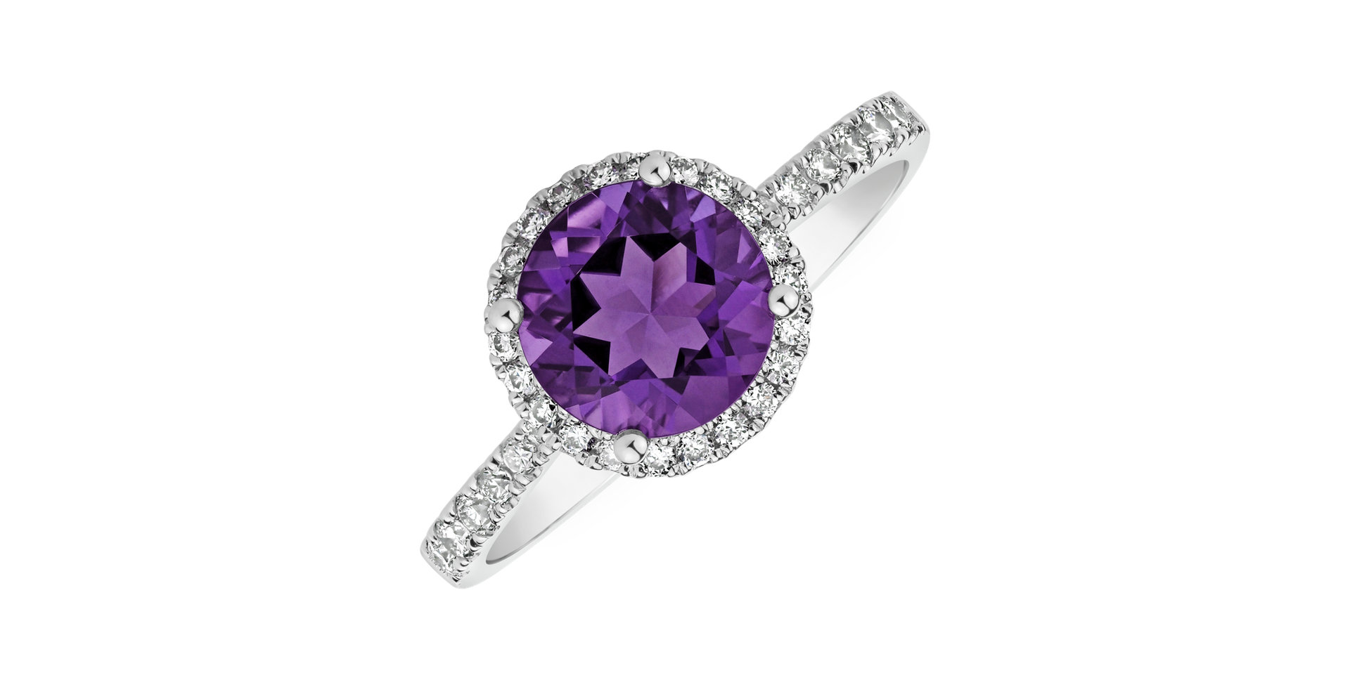 Prsteň s diamantmi a ametystom brazil Sparkly Bonbon