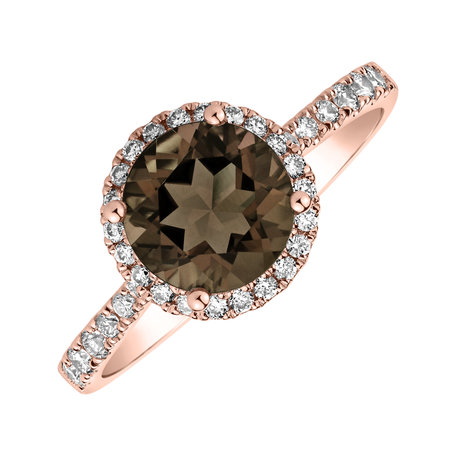 Prsteň so smoky quartzom a diamantmi Sparkly Bonbon