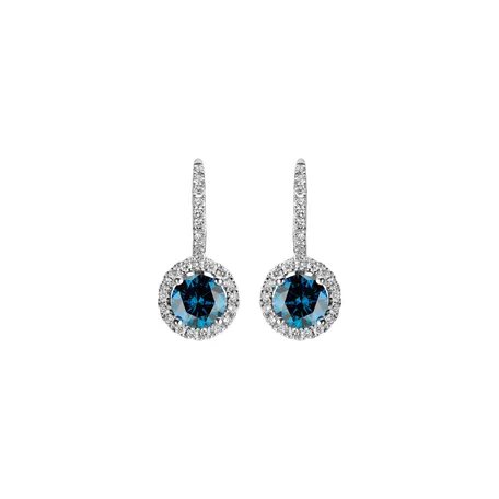 Náušnice s modrým diamantom a bielymi diamantmi Blue Tears