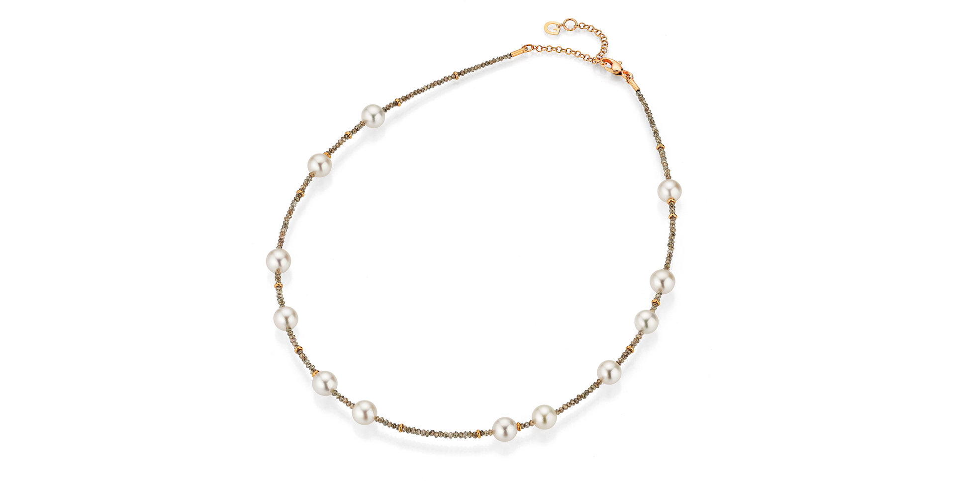 Náhrdelník s diamantmi a morskými bielymi perlami Akoya + Fiji perlami Castaway