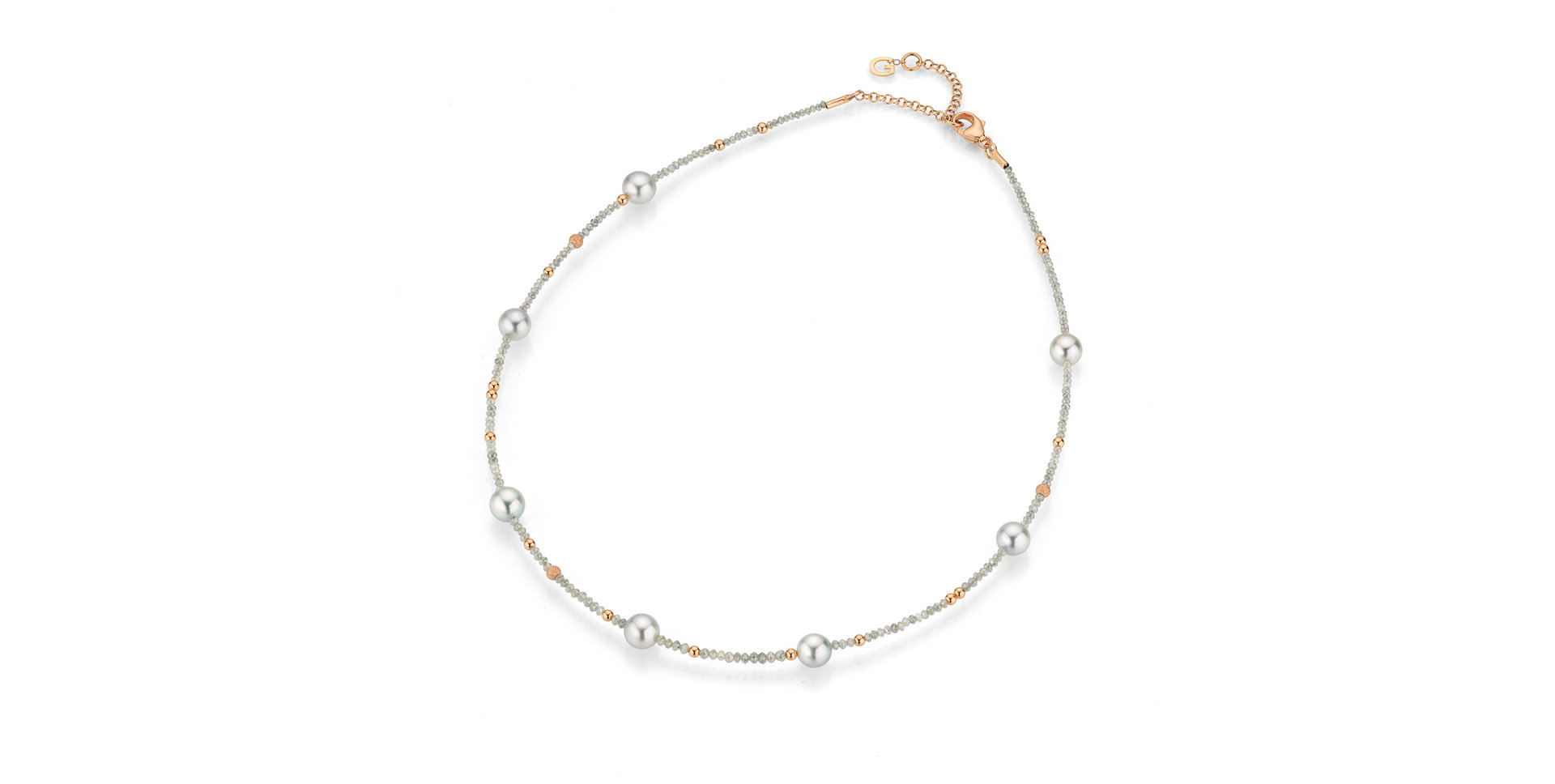 Náhrdelník s diamantmi a morskými šedými perlami Akoya Castaway