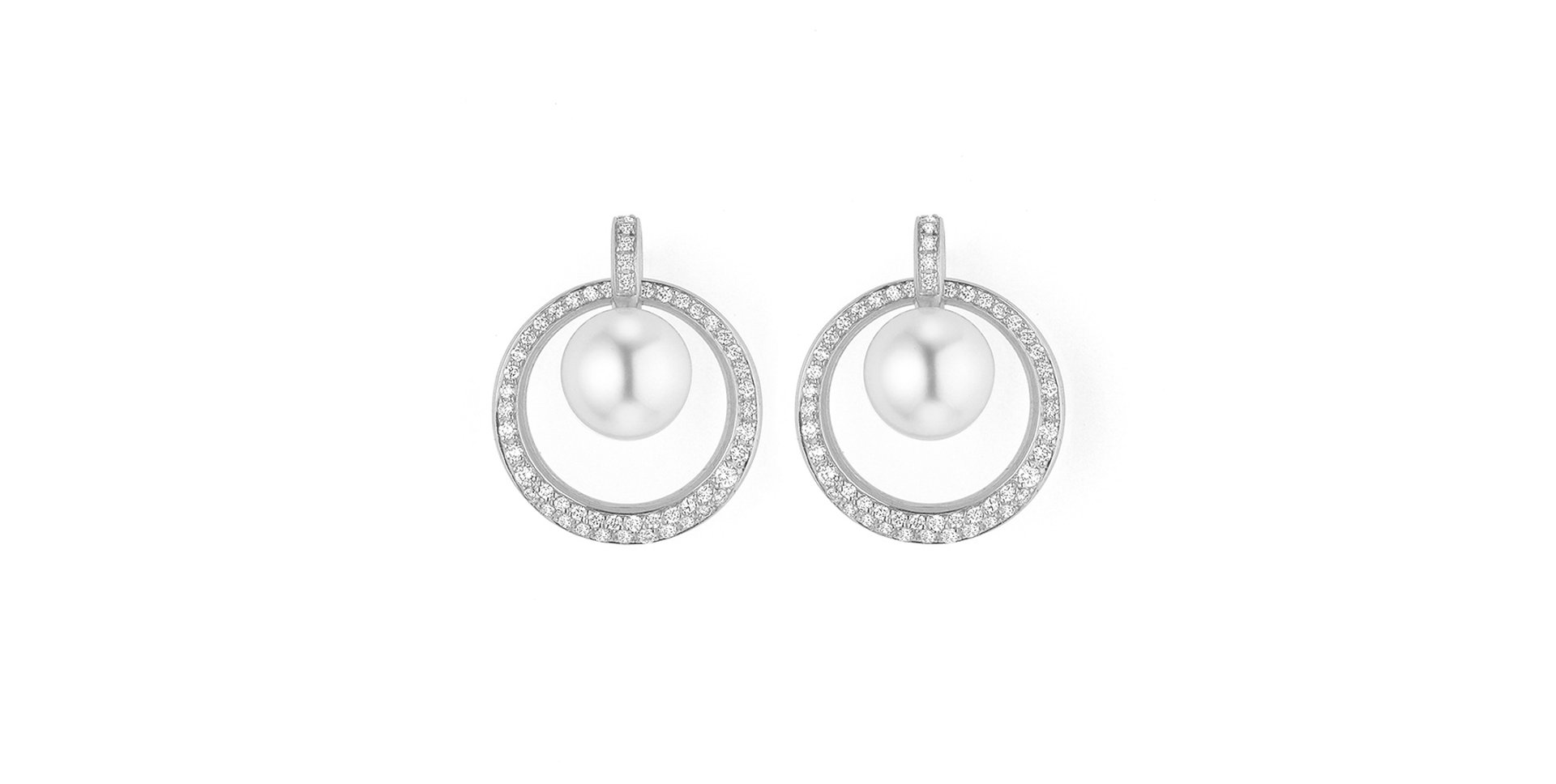 Náušnice s diamantmi a morskou bielou Južnou perlou Modern Classics