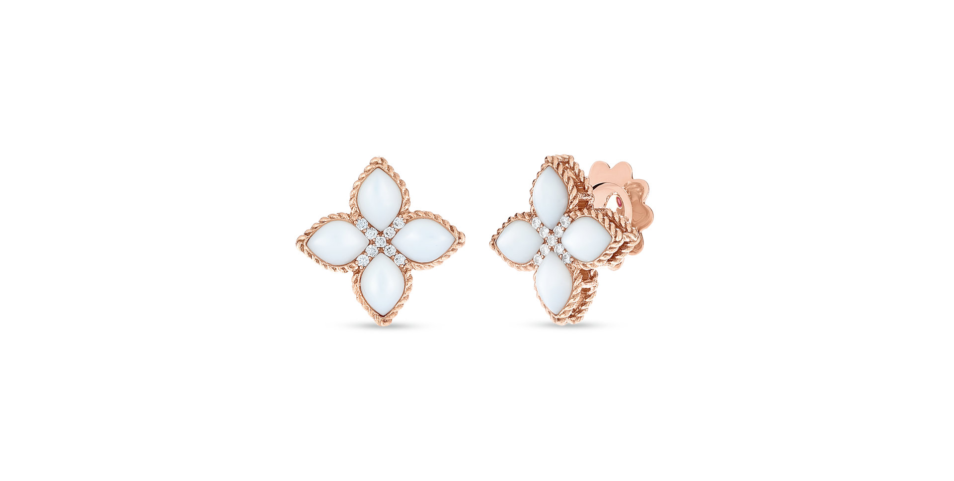Náušnice s diamantmi a perleťou Princess Flower VENETIAN