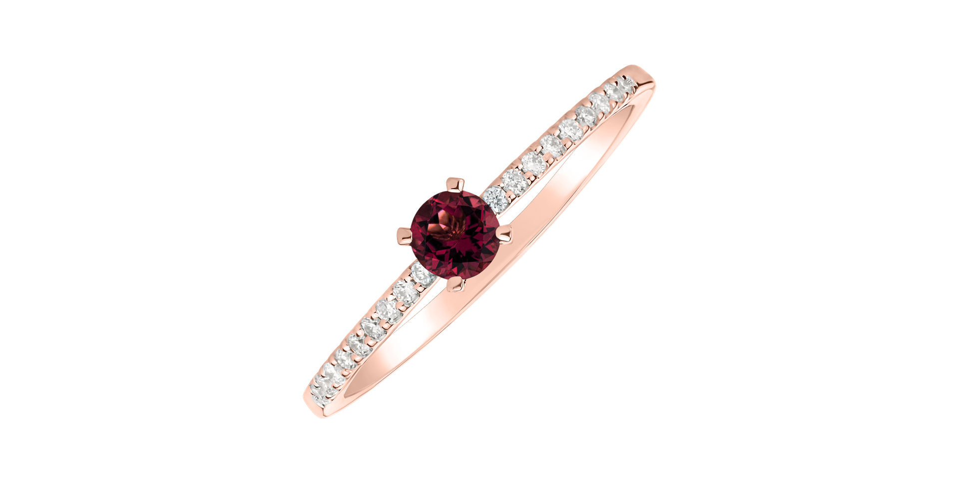 Prsteň s diamantmi a rhodolitom Gem Simplicity