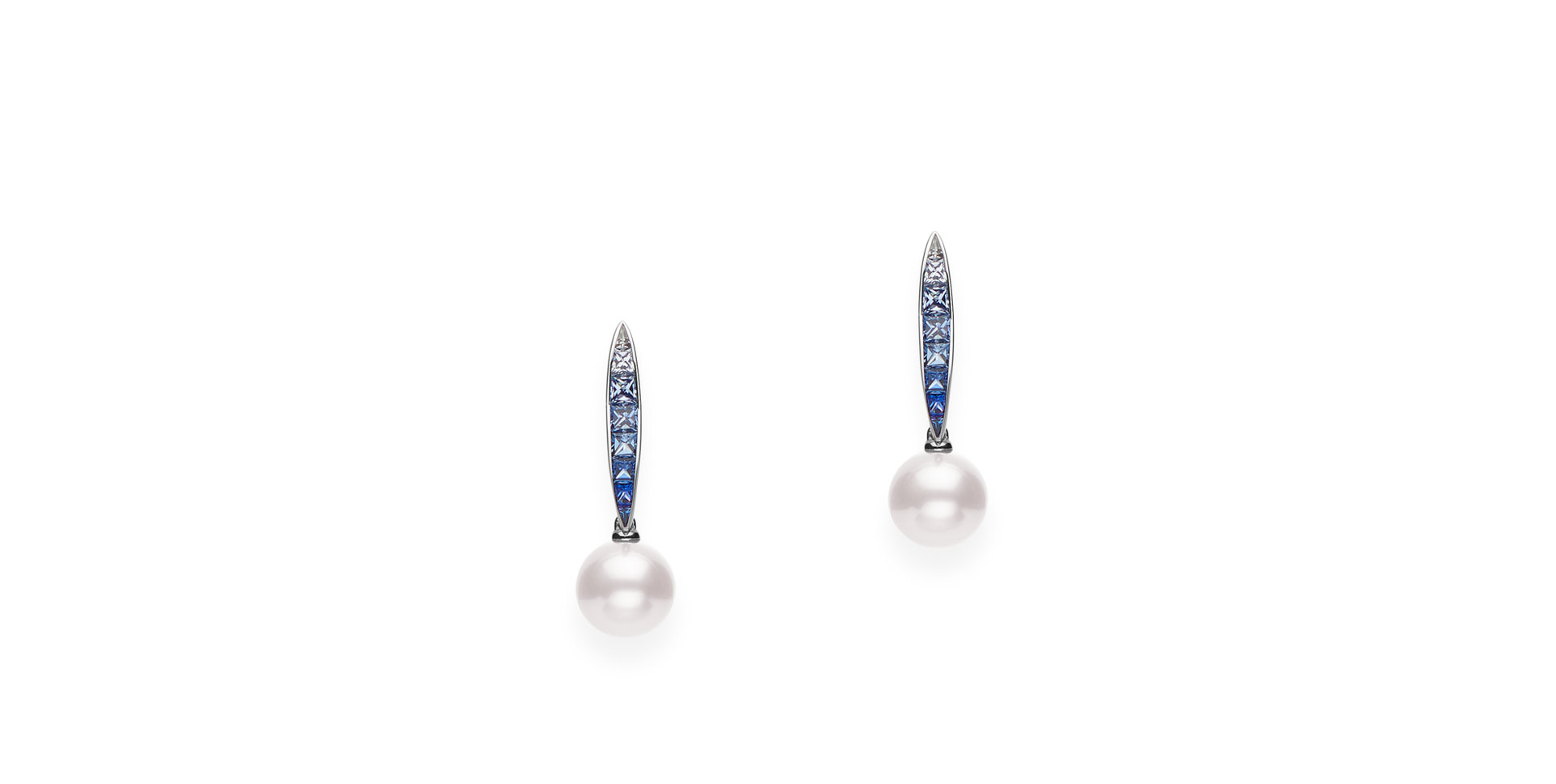 Náušnice so zafírmi a morskou bielou perlou Akoya Ocean