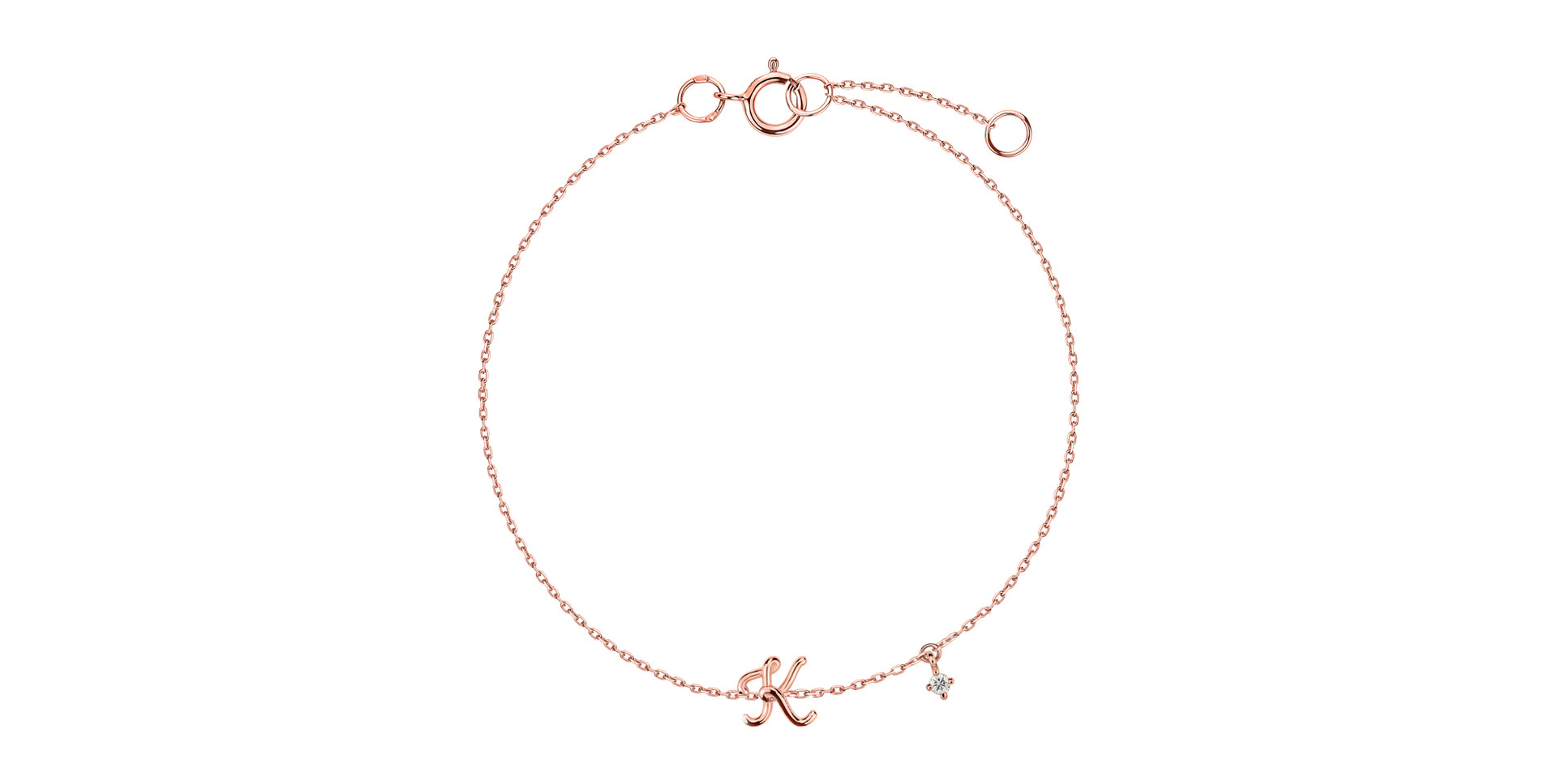 Náramok s diamantom Curly Letter K
