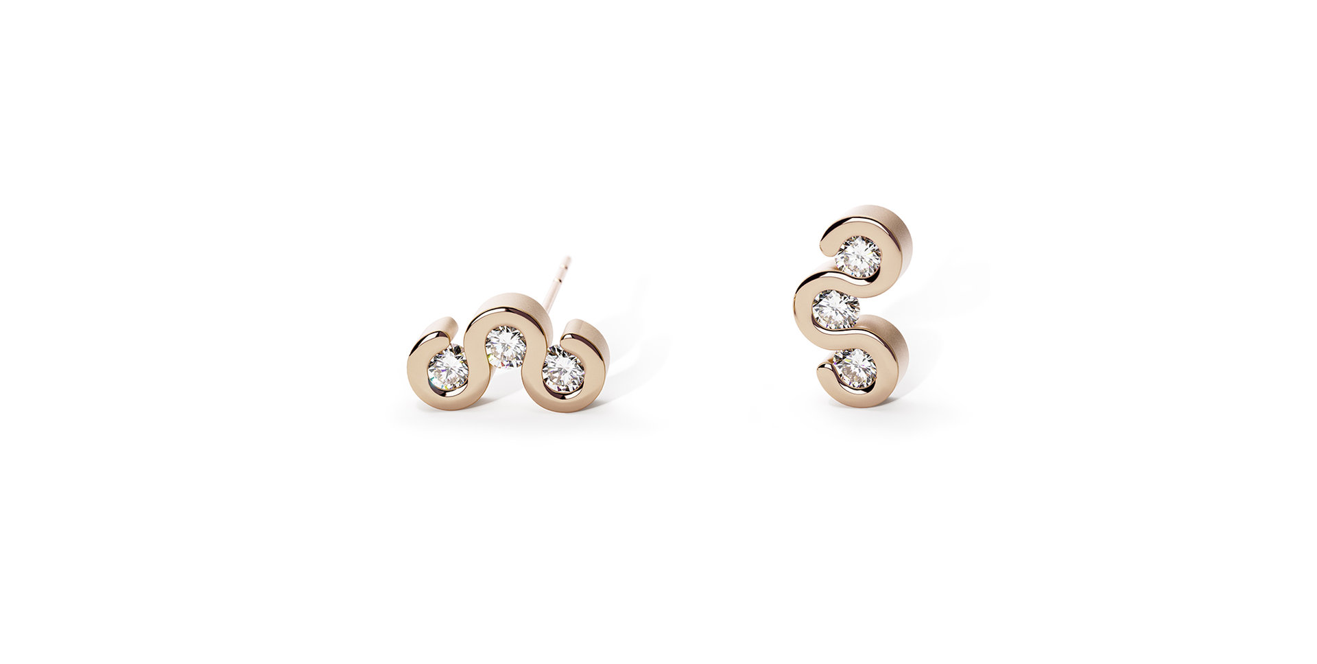 Náušnice s diamantmi Diamond Wave Earrings