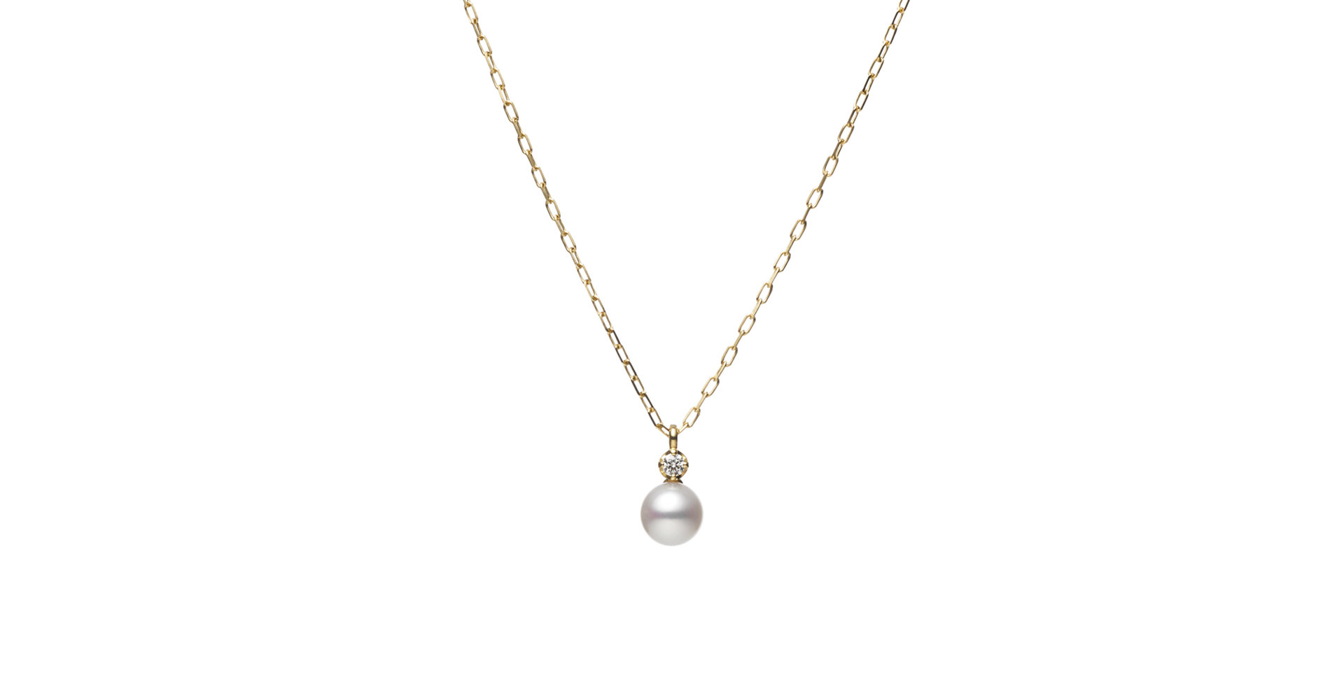 Náhrdelník s diamantom a bielou morskou perlou Classic Pearl