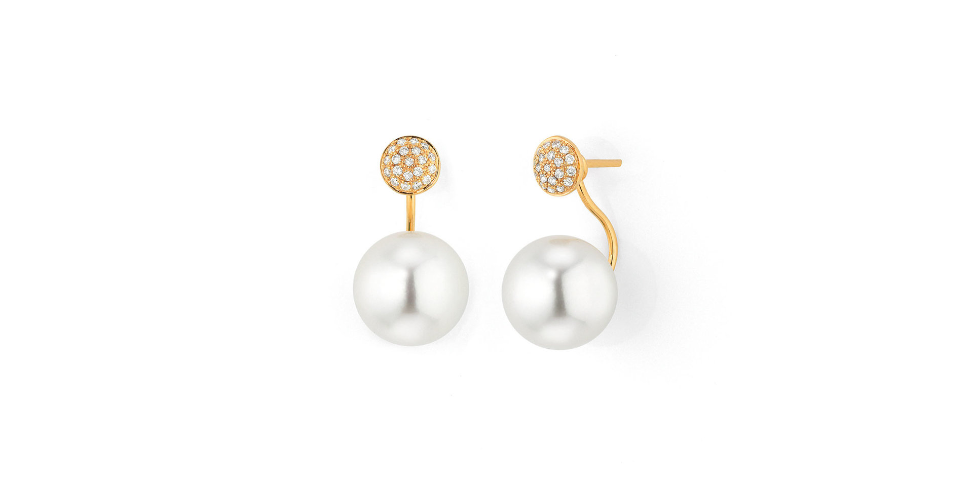 Náušnice s diamantmi a bielou Južnou perlou Modern Classic