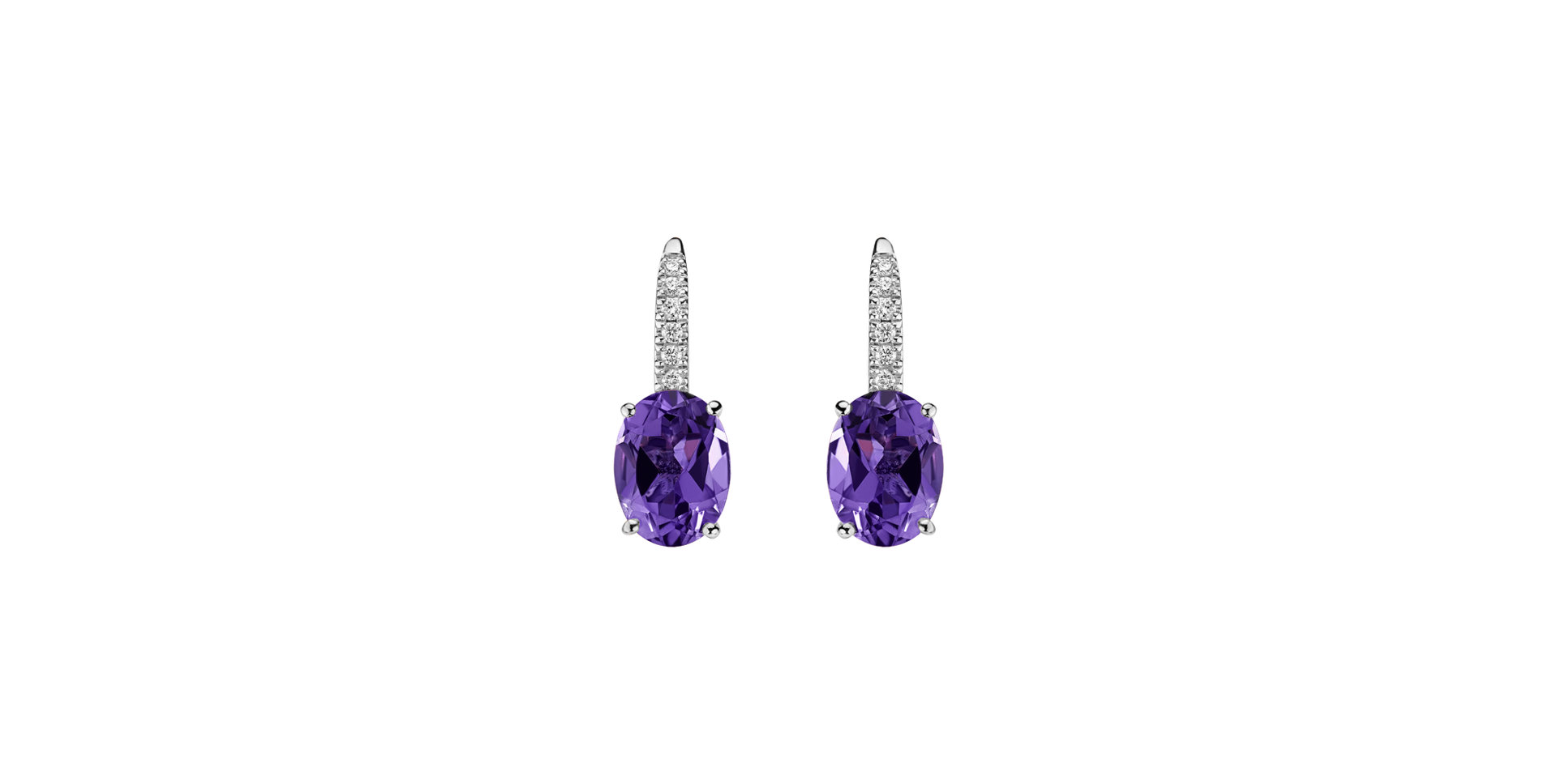 Náušnice s diamantmi a ametystom Iris Elegance