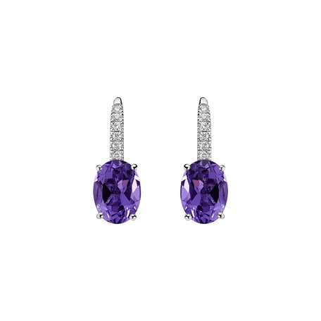 Náušnice s diamantmi a ametystom Iris Elegance