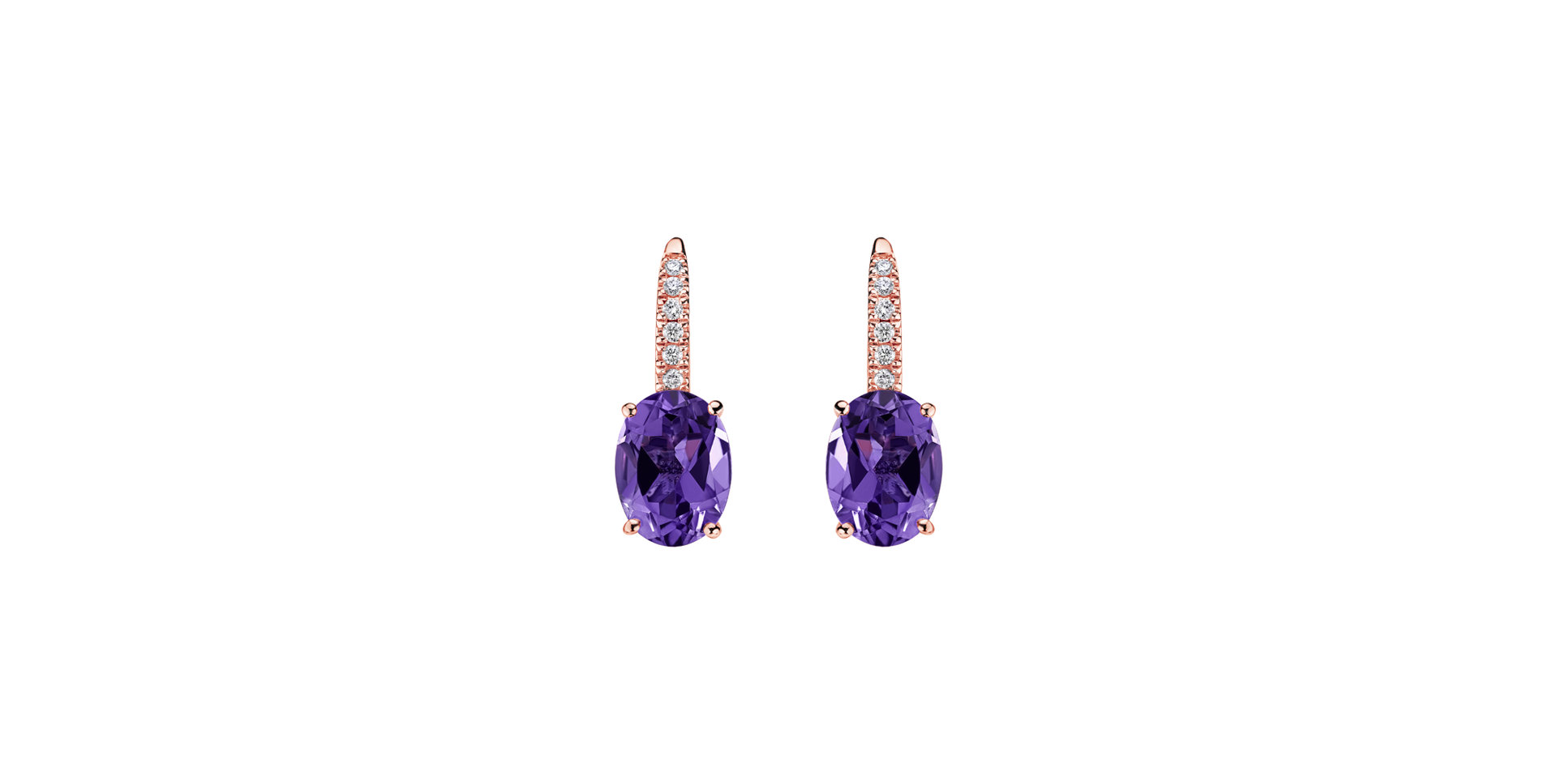 Náušnice s diamantmi a ametystom Iris Elegance