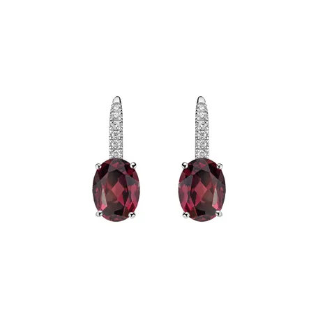 Náušnice s diamantmi a rhodolitom Niké Elegance