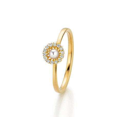 Prsteň s diamantmi a perlou Swing Boho Pearl