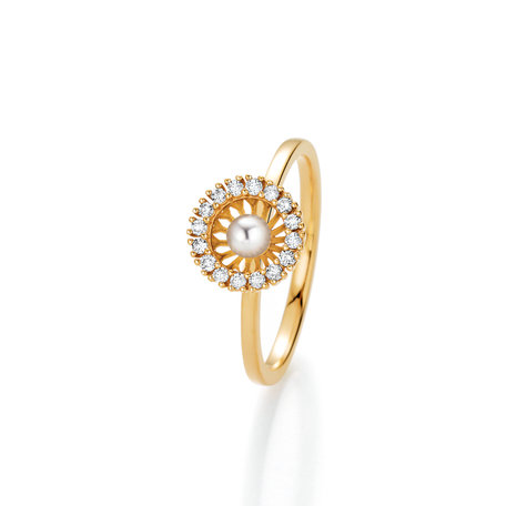 Prsteň s diamantmi a perlou Swing Boho Pearl