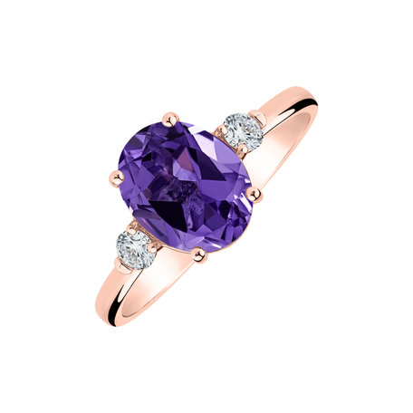 Prsteň s diamantmi a ametystom Violet Dusk