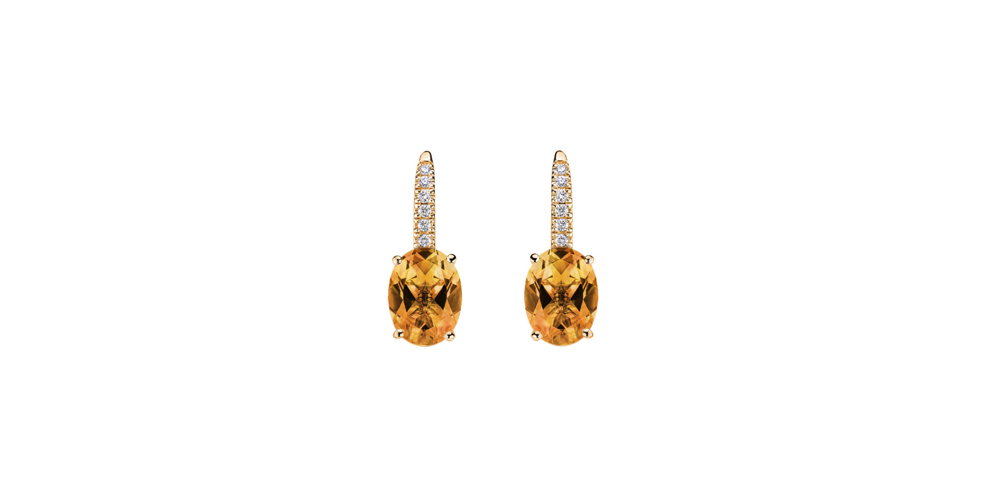 Náušnice s diamantmi a citrínom Iris Elegance