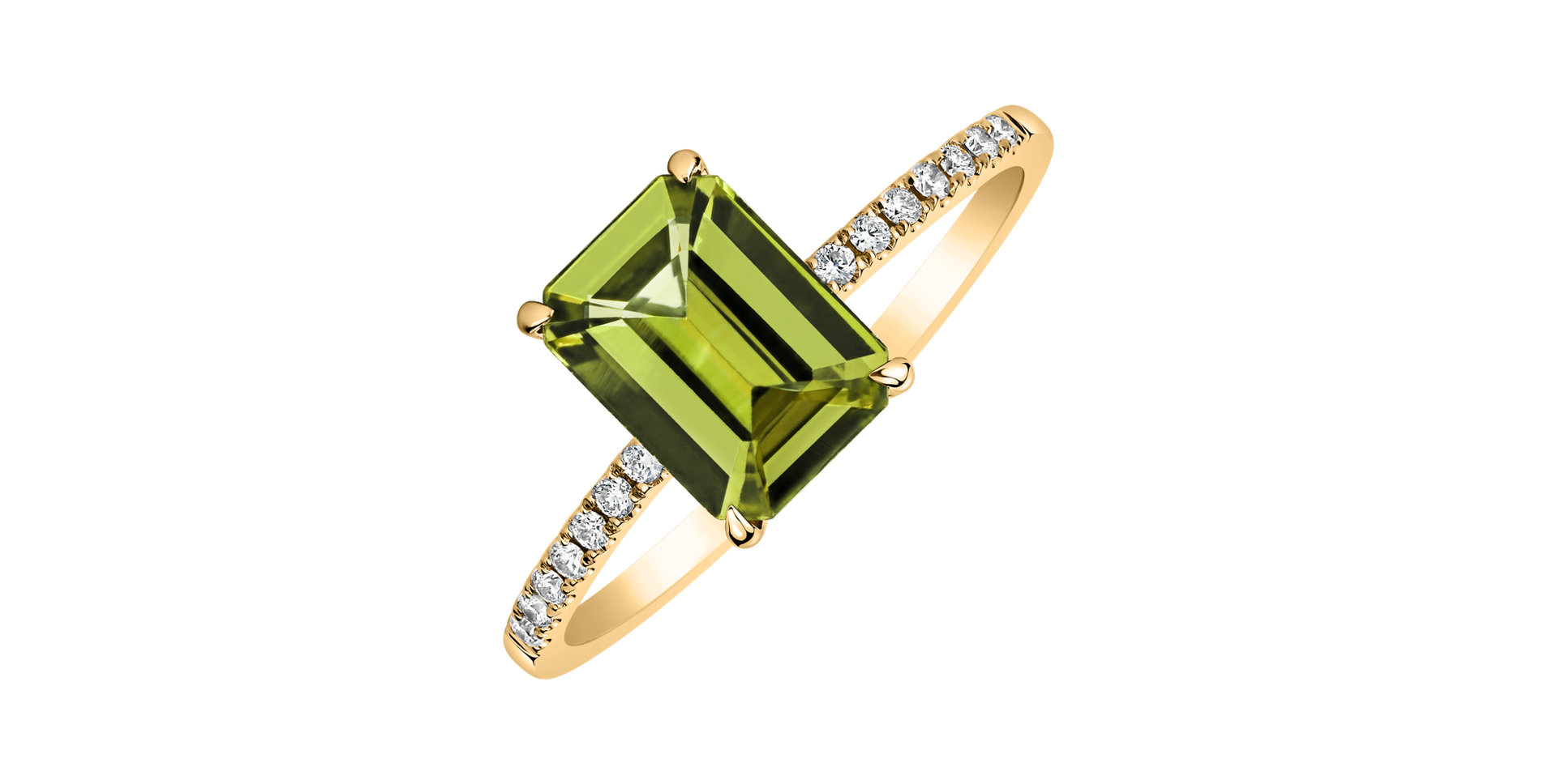 Prsteň s diamantmi a peridotom Mireth