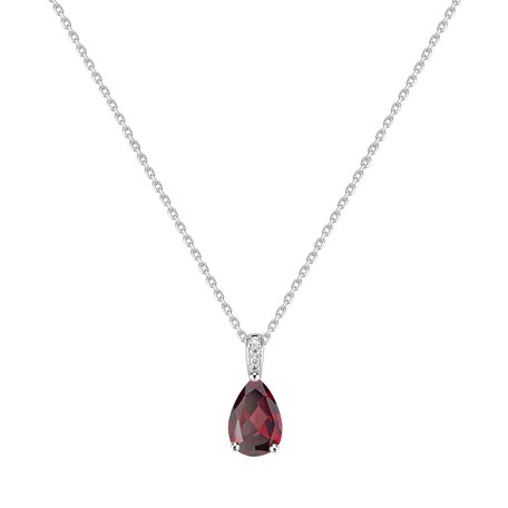Náhrdelník s diamantmi a rhodolitom Teardrop
